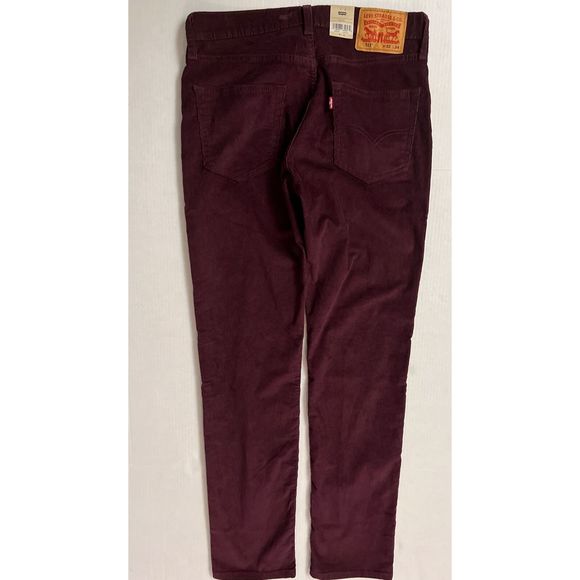 Levis 511 Slim Pants Men's 32x34 Maroon Corduroy Wine Tasting Stretch Pants - Picture 2 of 14